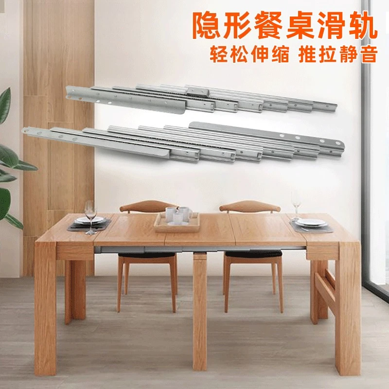 

Invisible Table Extension Slide, Aluminum Alloy Telescoping Rail for Foldable Table Use