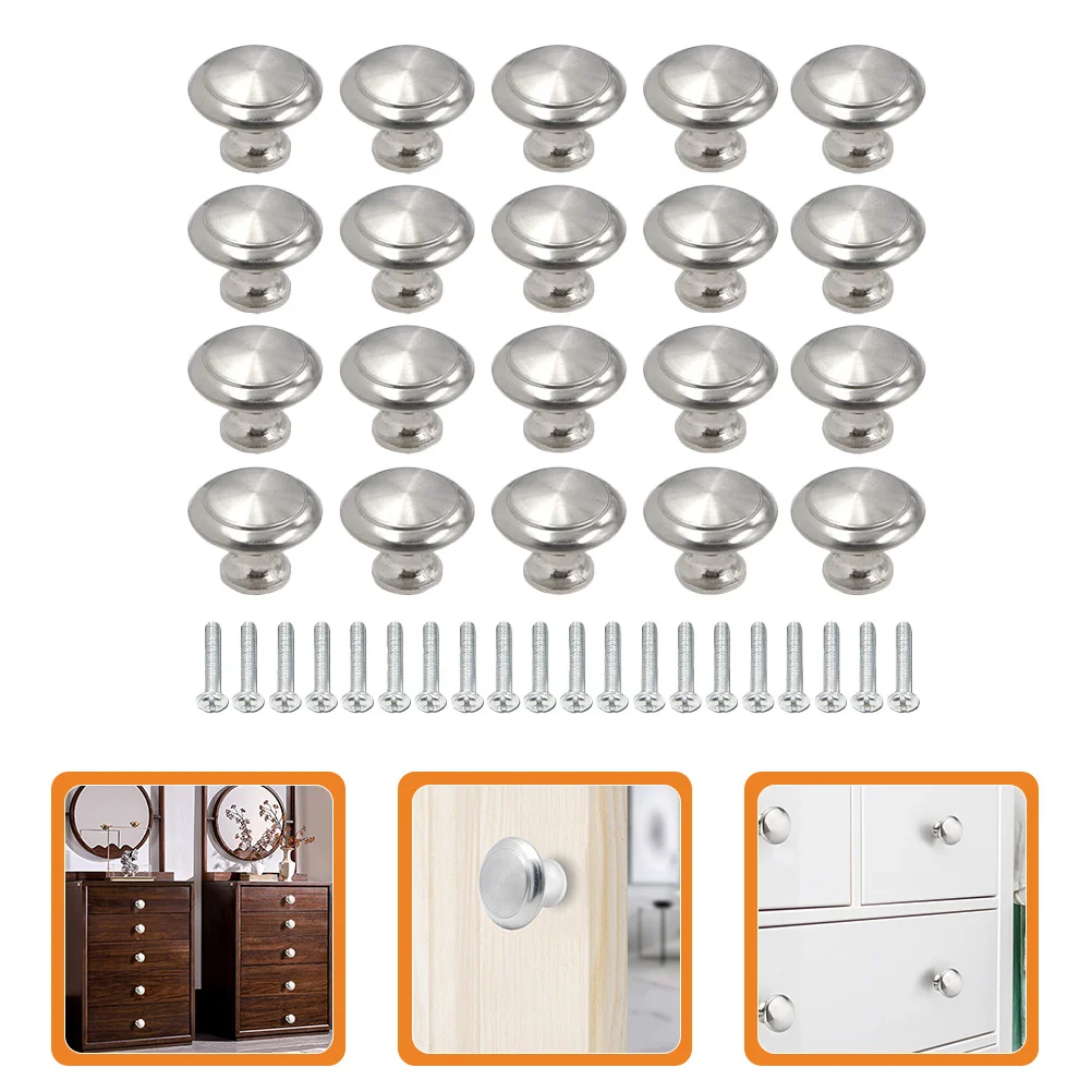 

20Pcs Round Cabinet Knobs Brushed Silver Drawer Pull Handles for Dresser Closet Wardrobe Cupboard Dresser Knobs