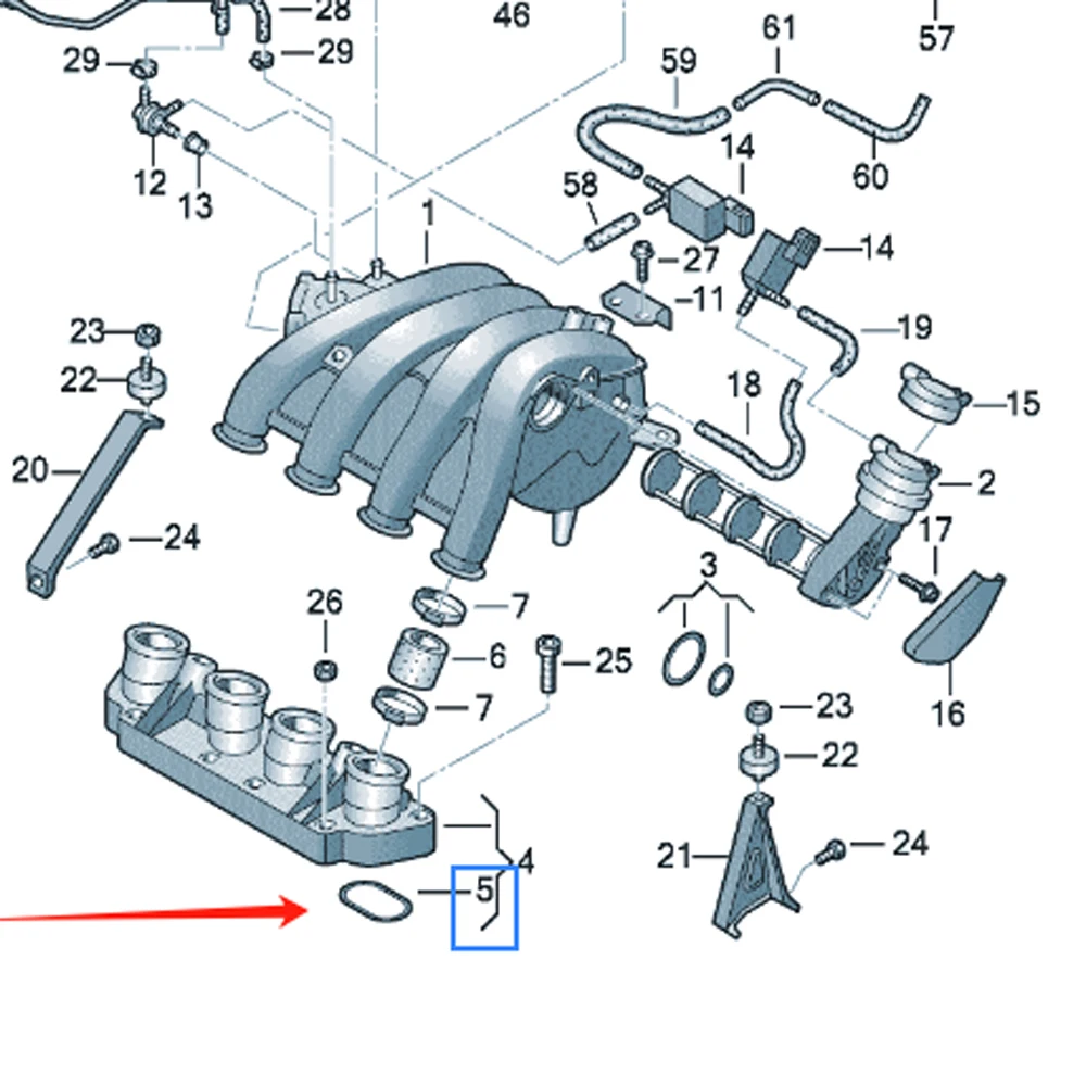 4Pcs Sealing ring for intake branch pipe For Audi A4 S4 Skoda Superb VW Passat 06B129717A