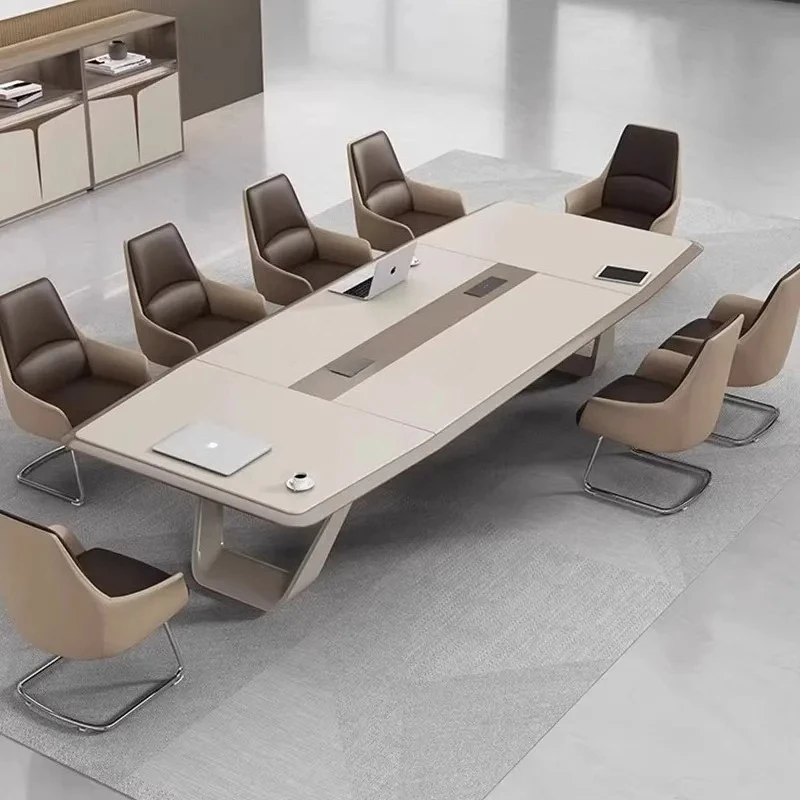 

Light luxury paint conference table large desk workbench meeting room negotiation chair combination