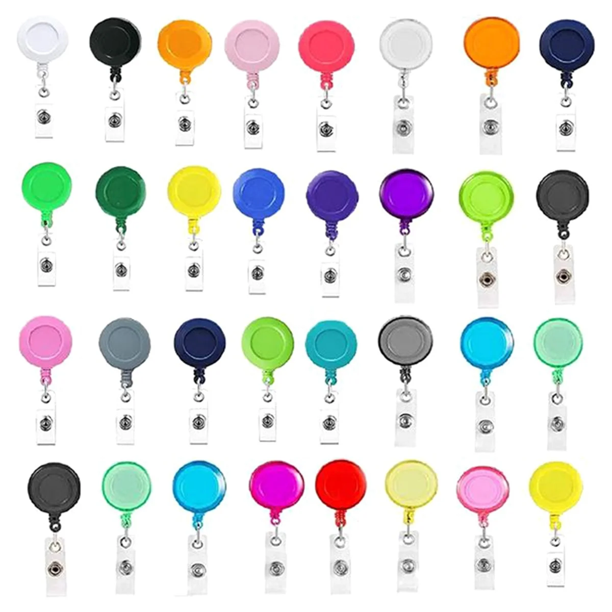 AB02 50 Pcs Retractable Badge Reel Clips Holder Mixed Solid Color Nurse Students Doctor ID Badge Holder for Hanging ID Card