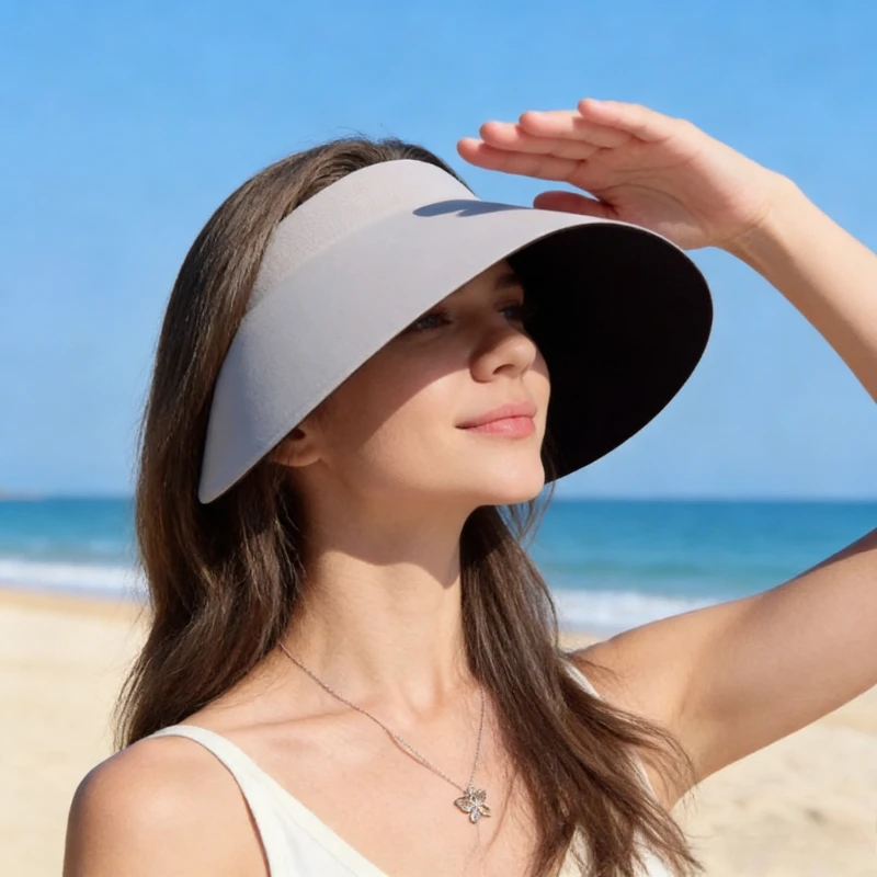 Sunscreen Hat for Women, Sun Shade and UV Protection, Summer Seamless Integrated Lampshade Hat, Large Eave Sky Top Sun Hat