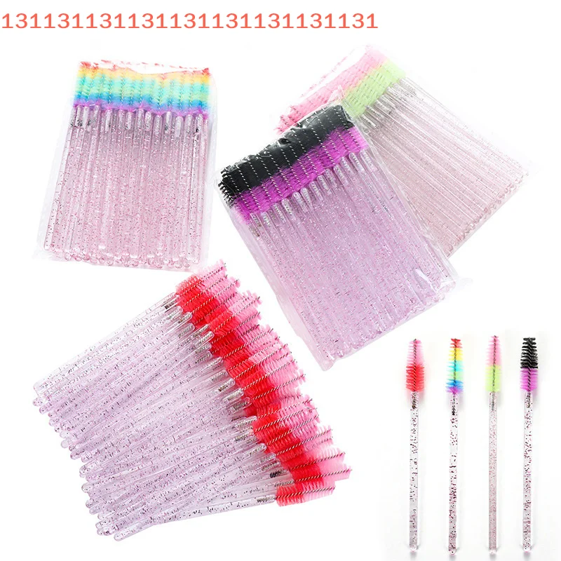 50 قطعة المتاح الملونة كريستال رمش فرشاة مشط المهنية رموش تمديد عصي الماسكارا ماكياج الجمال أداة #1