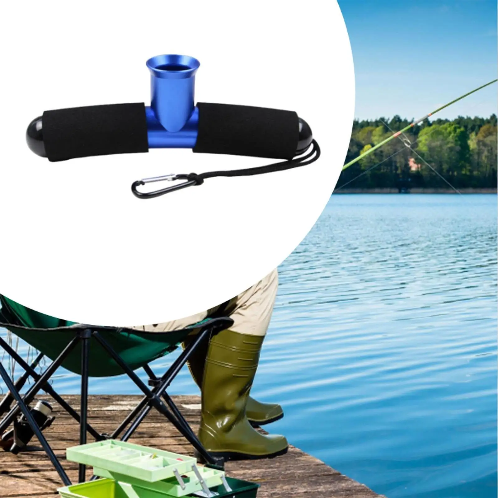 

Fishing Belt Pole Holder Ergonomic Design Fishing Tackle with Cord Sturdy Waist