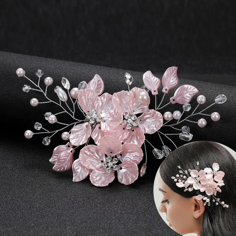 Stunning white Floral Headpiece Bridal Hair Comb Piece Pearls Women Prom Hair Jewelry Wedding Accessories