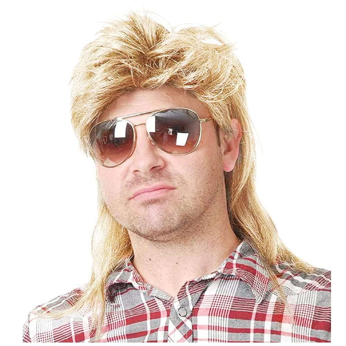 Mens Mullet Wig 80s Costume Glam Party Accessories Cosplay Wig Shawl Curly Hair