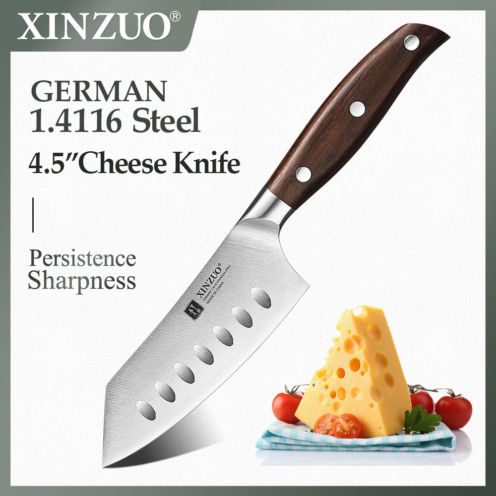 XINZUO 4.5'' Inch Cheese Knife Ultra Durable Kitchen Knife German 1.4116 Steel Slice Bread Spreading Jam Multi-purpose Tools