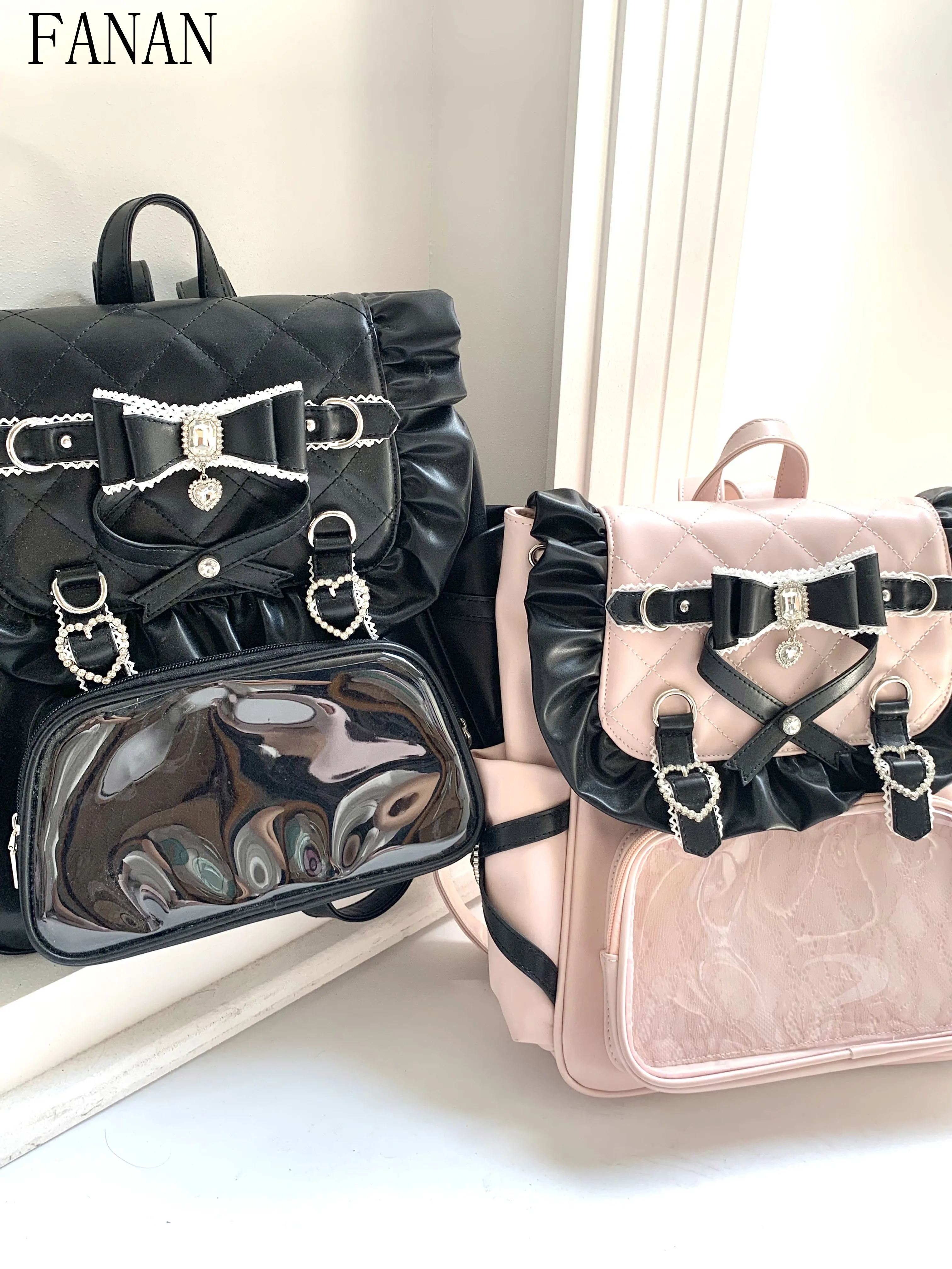 Women's Bags Bowknot Sweet and Cute Girl Backpacks Pocket Cat Original Subculture Elegant Backpack for Women 2025 New