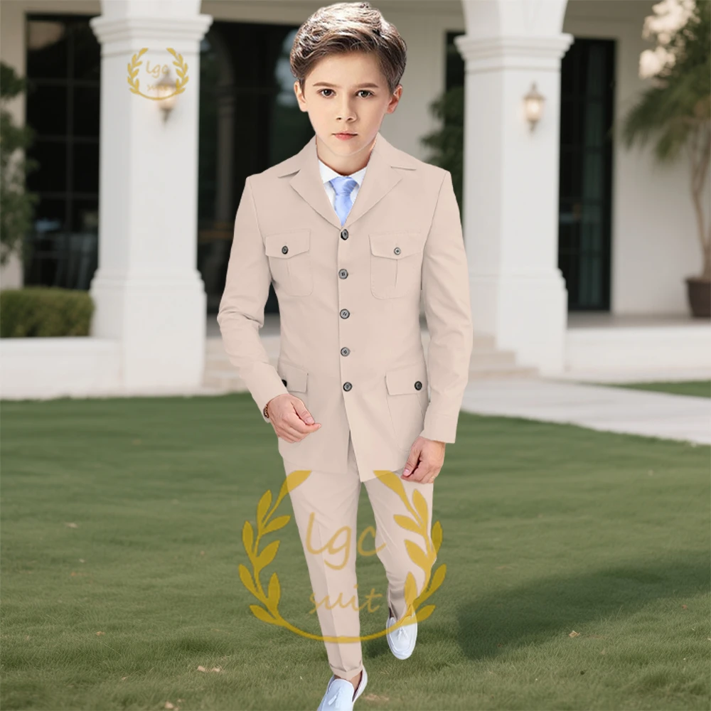 Boys' Elegant 2-Piece Formal Suit – Notch Lapel Blazer with Pockets & Dress Pants for Pageboys & Ceremonies