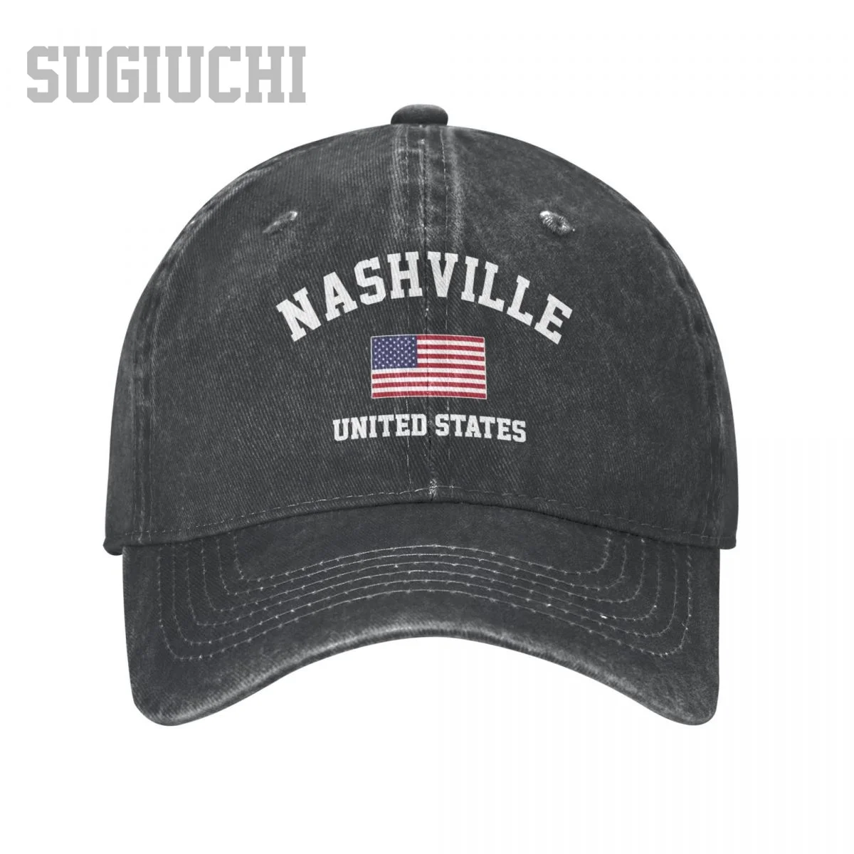 

Men Baseball Cap Nashville Of USA United States City Charcoal Washed Denim Classic Vintage Cotton Dad Trucker Hat Unisex Adult