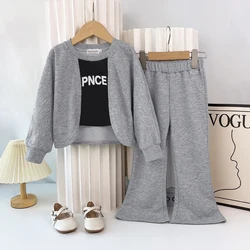 Baby Girls' Clothes Causal Set False Two-piece Set Round Neck Letter Print Top and Pants Childrens' Clothing Spring Suit