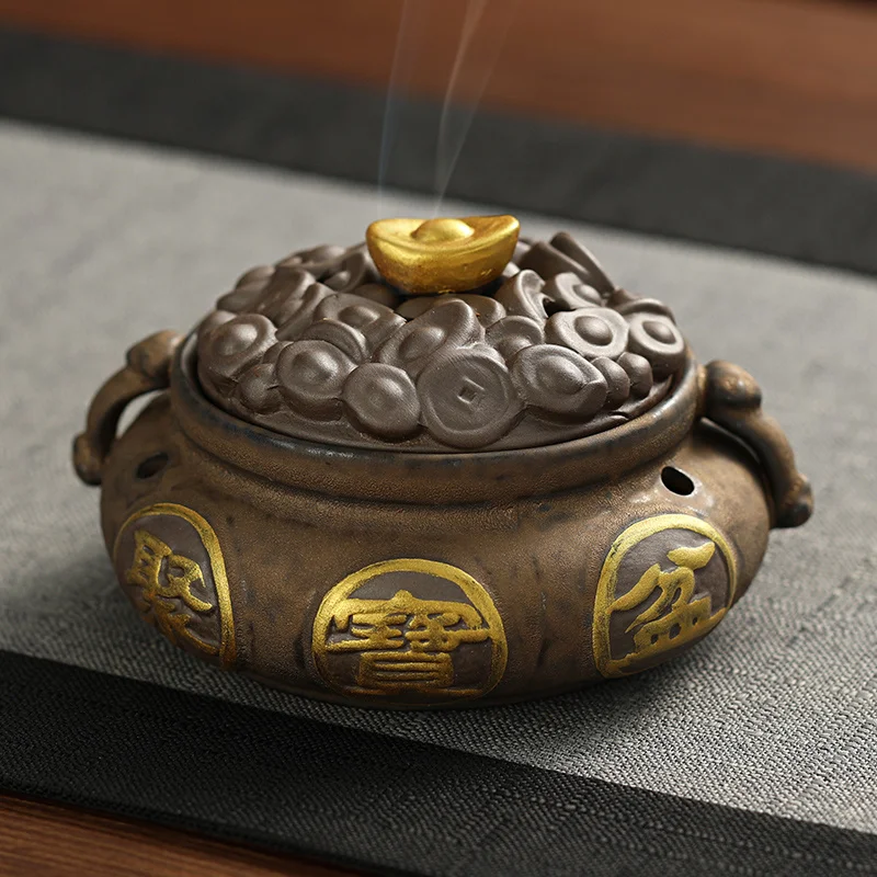 

Дзен Ретро Привлекательная чаша с сокровищами Курильница для домашнего использования Катушка Курильница Чайная церемония Орнамент Сандалии в китайском стиле