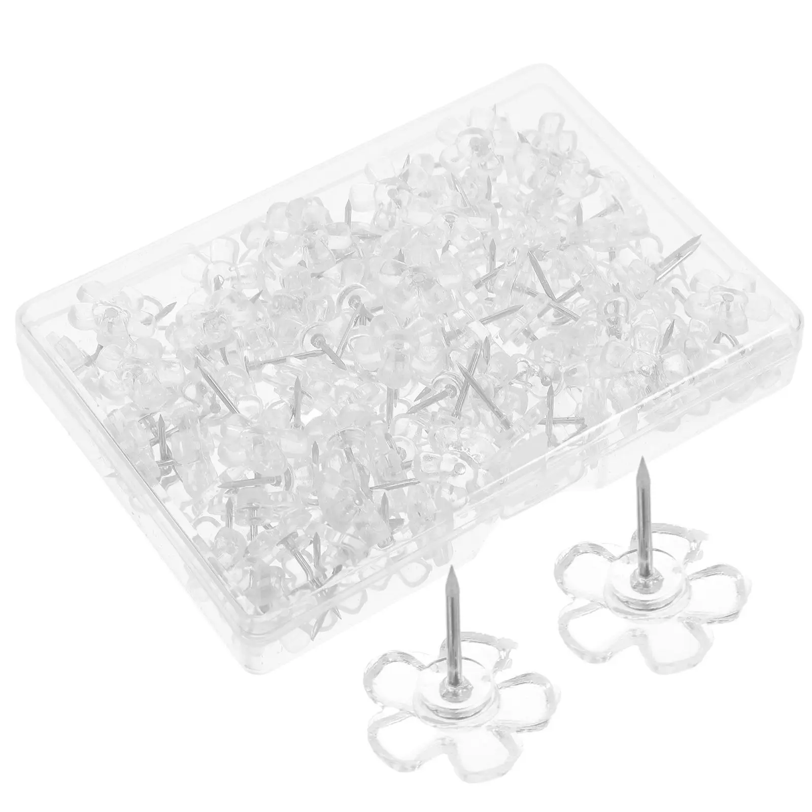 100 Pcs Clear Thumb Tacks Cute Wall Push Pins Drawing Thumbtacks Press Nail Bulletin Map Board Cork Pin Map Pushpins