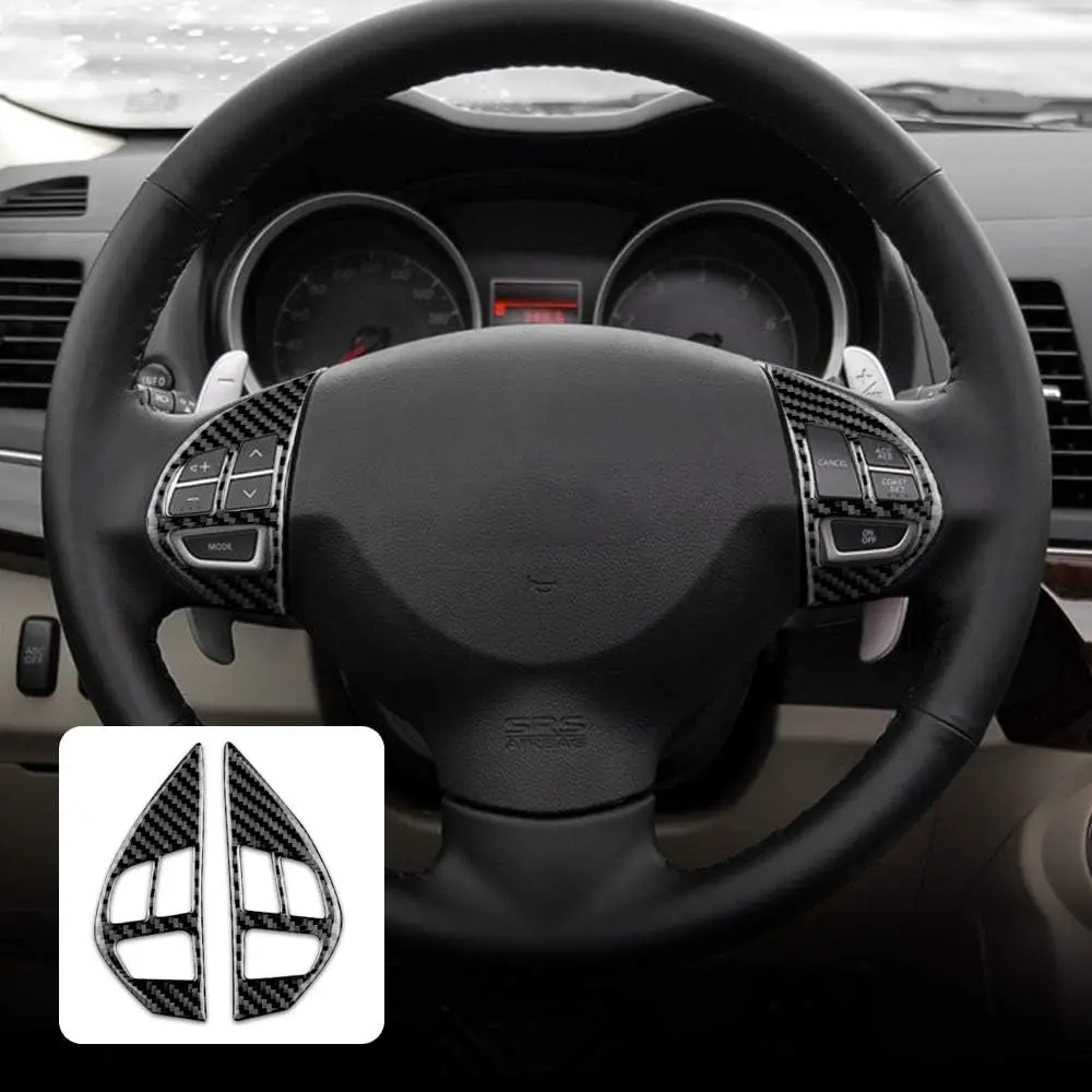 

Carbon Fiber Trim For Mitsubishi Lancer 2008-15 Steering Wheel Button Switch Panel Cover Frame Sticker Car Interior Accessories