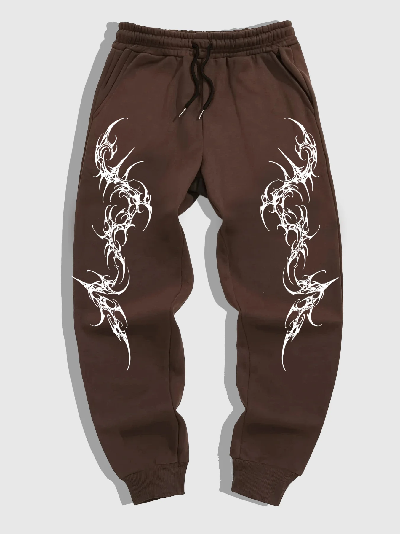 Men's Gothic Print Geometric Pattern Jogging Pants Elastic Drawstring Autumn and Winter Casual Trousers Daily Wear Sweatpants