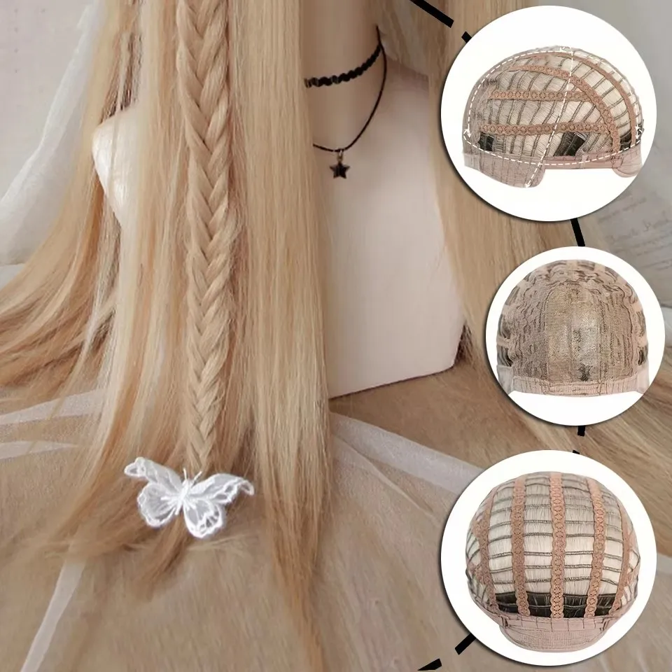 XIYUE Long Natural Wavy Platinum Blonde Wigs With Bangs Cosplay Party Lolita Synthetic Wigs for Women Heat Resistant Fiber image 4