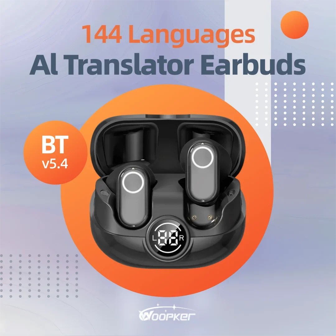 AI Wireless Bluetooth Real-Time Translation Headphones M89 True Stereo Noise Reduction Headphone 144 Languages Translator Earbud