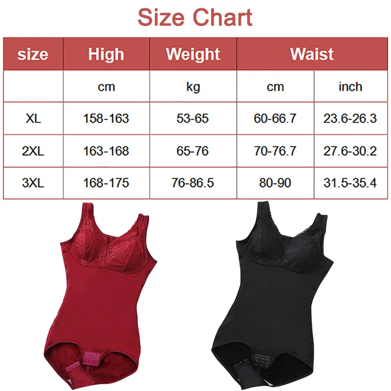 Fleece Thermal Underwear Tummy Control Belly Fat Burner Removable Chest Pad Widened Shoulder Strap 3 Rows Hook Bodysuit