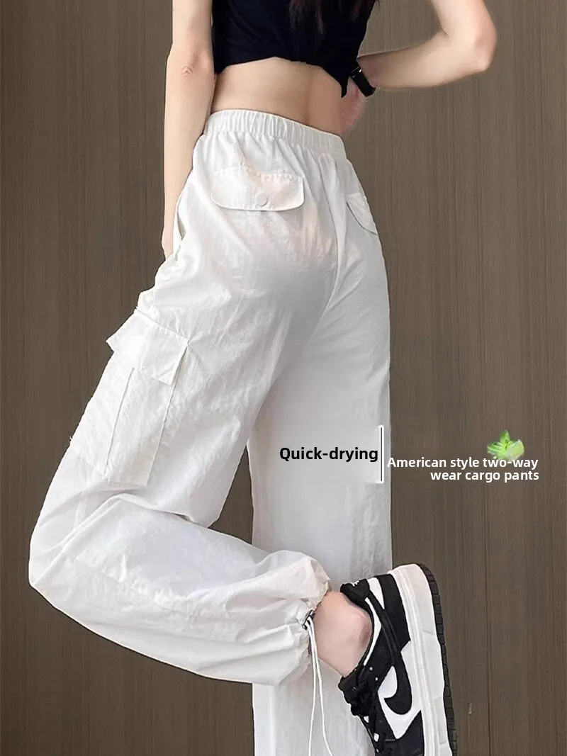 

White American Sle Work Pants Women Summer Thin High Waist Draped Slim Fit Trousers Casual Qui Dry Sports Pants