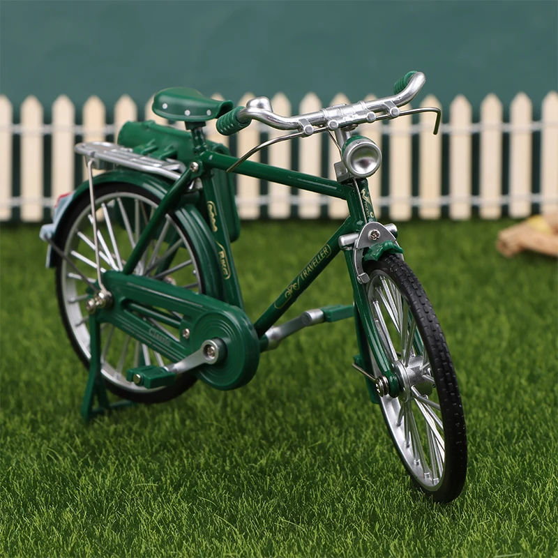 Simulation Collection Gifts Toys For Boys 1:10 Model Mini Retro Alloy Bicycle Diecast Mountain Metal Bike With Inflation Pump