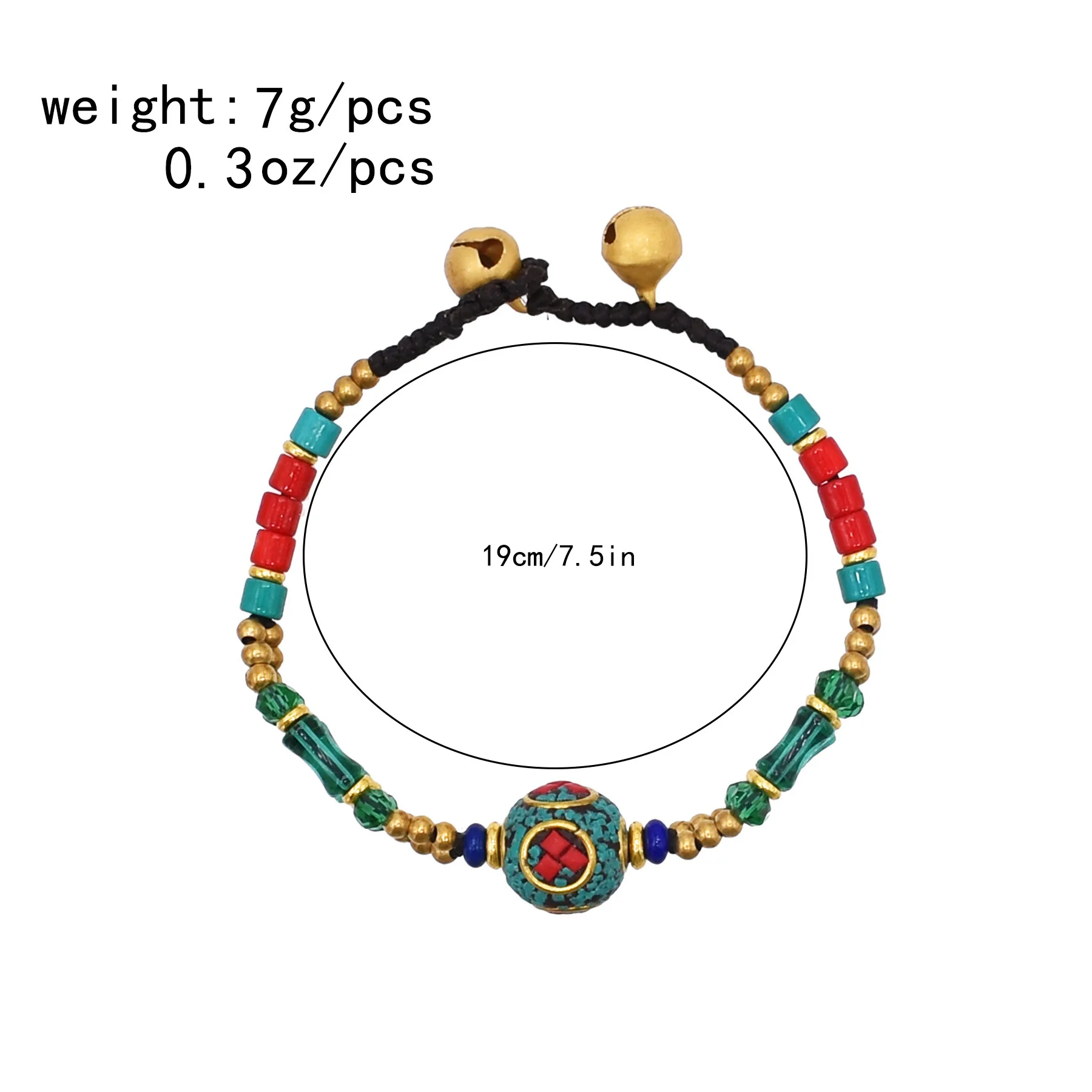 Colorful Beaded Hand Rope Ethnic Style Nepalese Imitation Turquoise Bracelet Women Jewelry Accessories