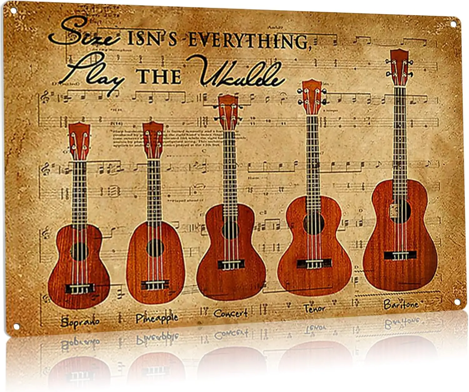 UOAIUDT Retro Ukuleles Metal Tin Sign Svic Isn;s Everything Play The Ukulele Poster Vintage Metal Plaque Wall Decor Gift For Bat