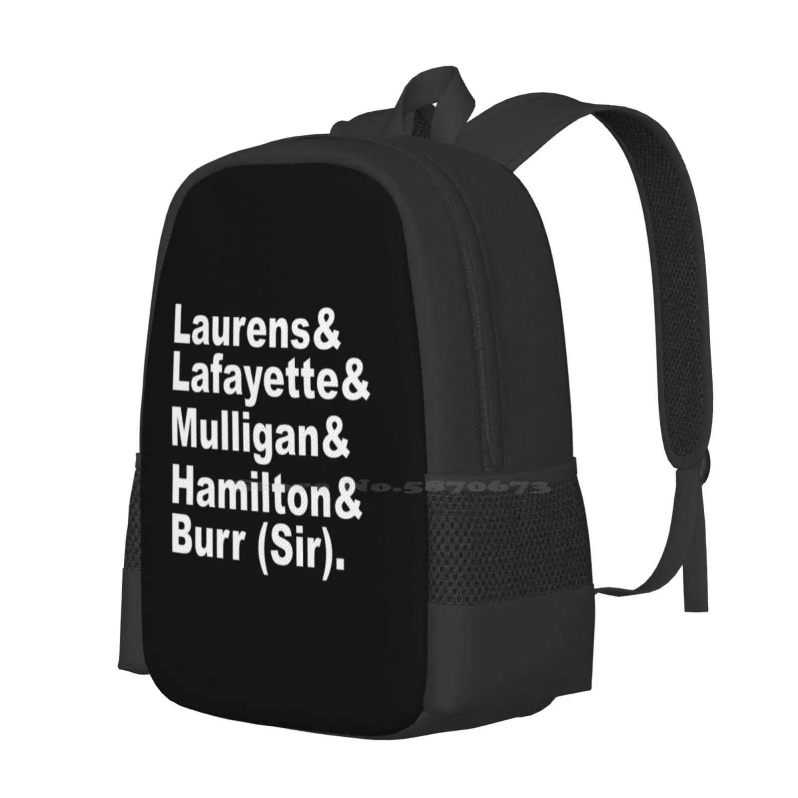 Revolutionaries ( White ) School Bags Travel Laptop Backpack Hercules Mulligan Aaron Burr Sir Meme Name List Lafayette Laurens