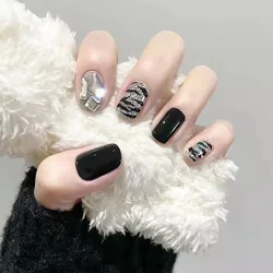 24 short square crystal glitter nail patches&1 rubbing strip&1 jelly gel