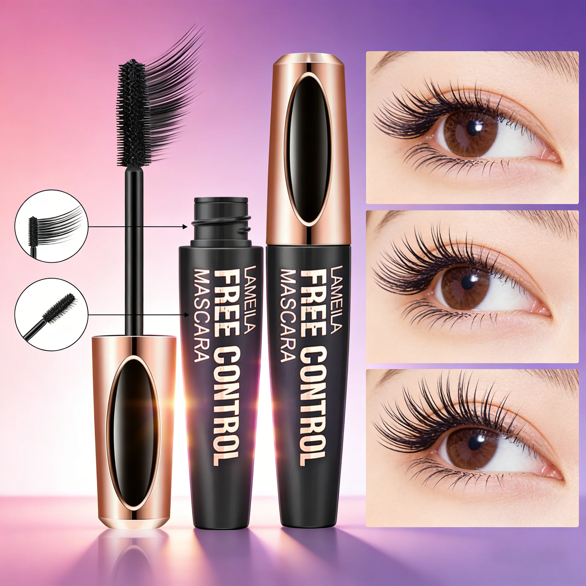 1pc 8D Silk Fiber Eyelash Mascara Waterproof Thick Lengthening Curling Long Lasting Black Volume Extension No Smudge