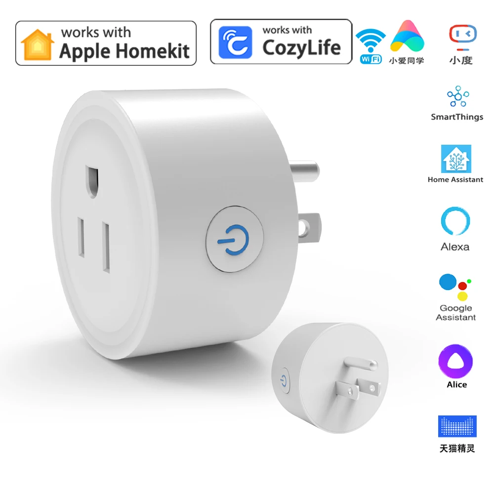 HomeKit Smart Socket US Plug 10A WiFi APP Remote Control and Alexa Google Home Assistant Alice smartthings Control Timer 90-255V