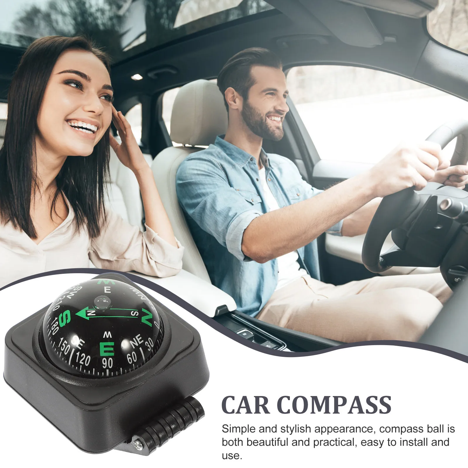 

Compass for Car Dashboard Portable Outdoor Navigation Tool Easy Visibility Safe Driving Decorative Accessory Compass for Boat