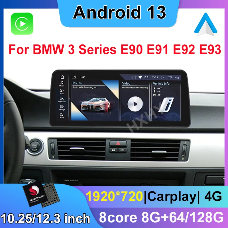 New Snapdragon Android 13 Car DVD Player System Multimedia For BMW 3 Series E90 E91 2006-2011 Radio GPS Navi Audio Carplay