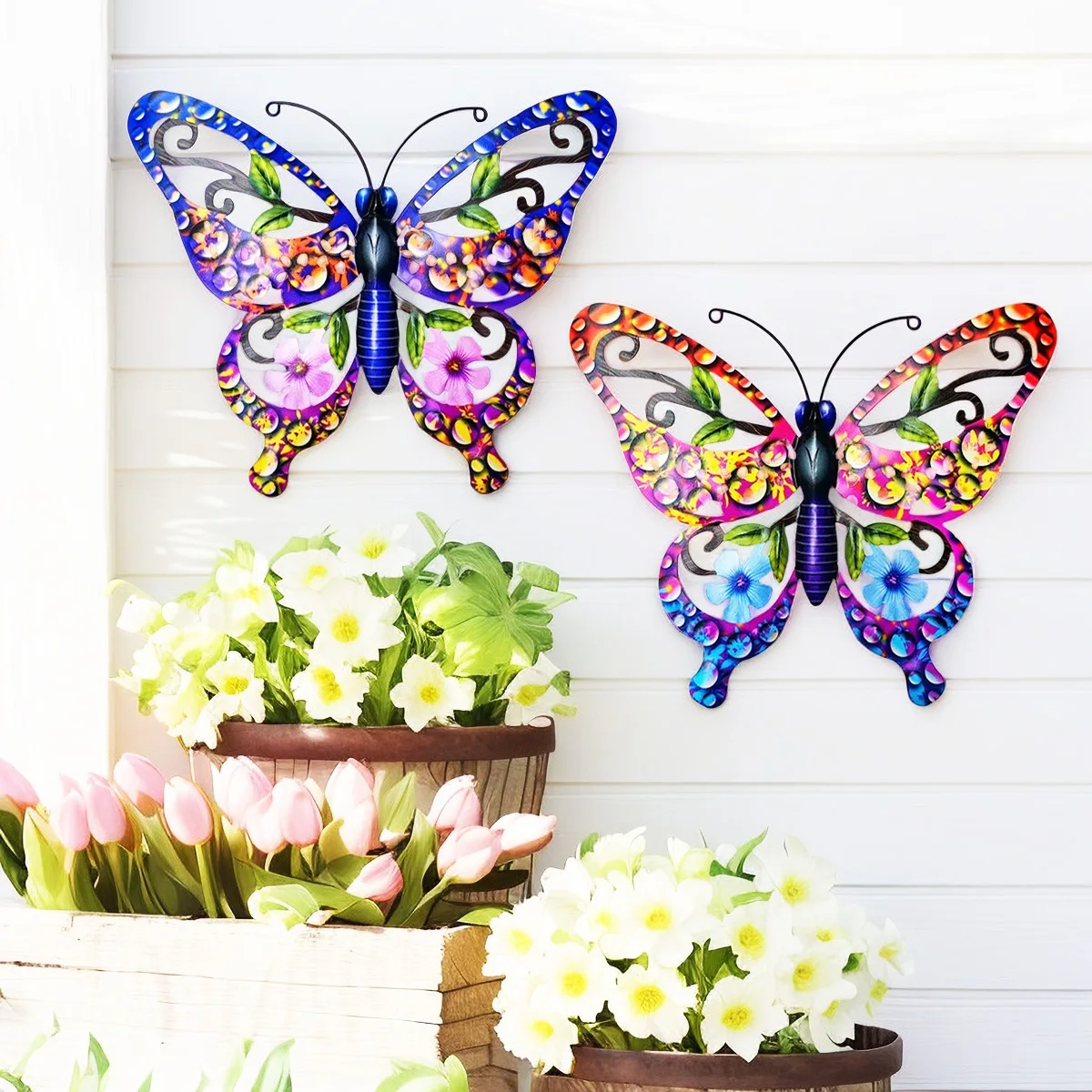

Large Metal Art Butterfly Wall Decor Iron Art Butterfly Sculptures Butterfly Hanging Ornament for Home Yard Outdoor Garden Fence