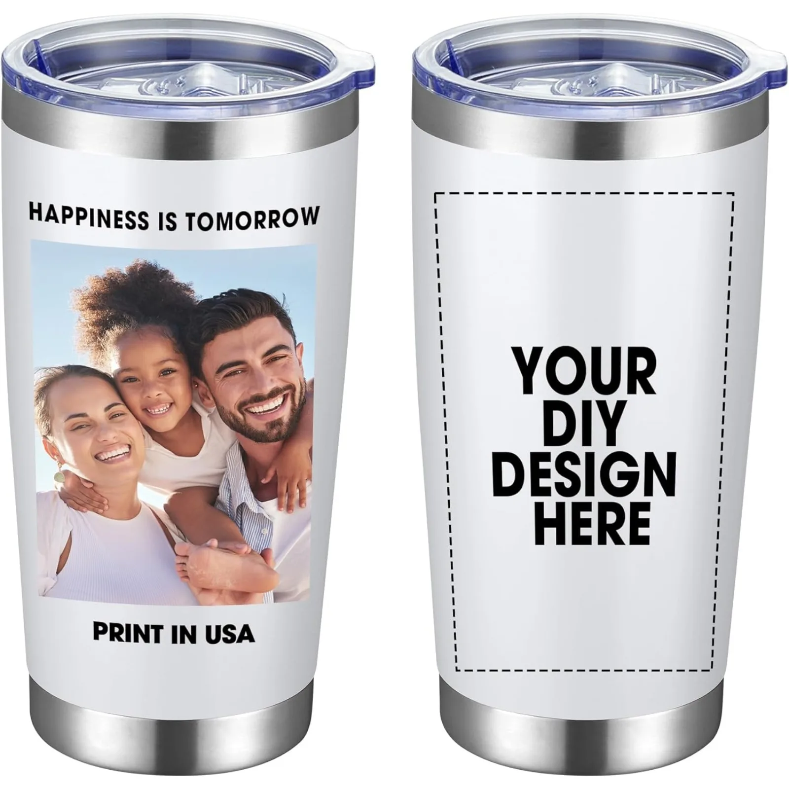 Custom 20oz Stainless Steel Cup with Picture & Text Cup Gift for Mom, Friends