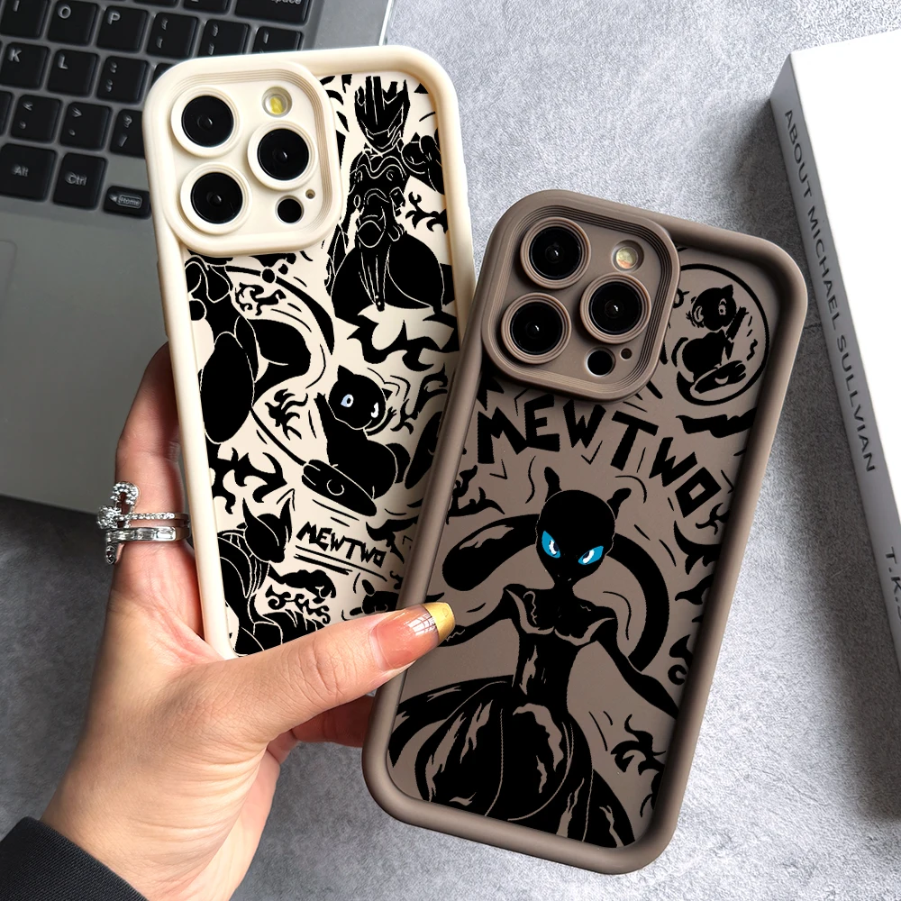 

Cool Mewtwo Phone Case for iPhone 16 15 14 Plus 13 12 Mini 11 Pro Max X Xs XR 8 7 Soft TPU Ladder Lens Protection Cover