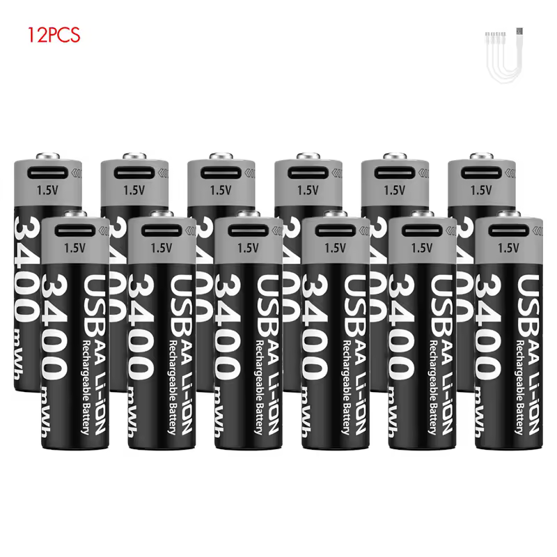 Kuugro Li-ion AAA and AA Rechargeable Batteries USB Lithium-ion 3400mWh 1.5V AA Rechargeable Batteries+1100mWh 1.5V AAA Battery - Image 10