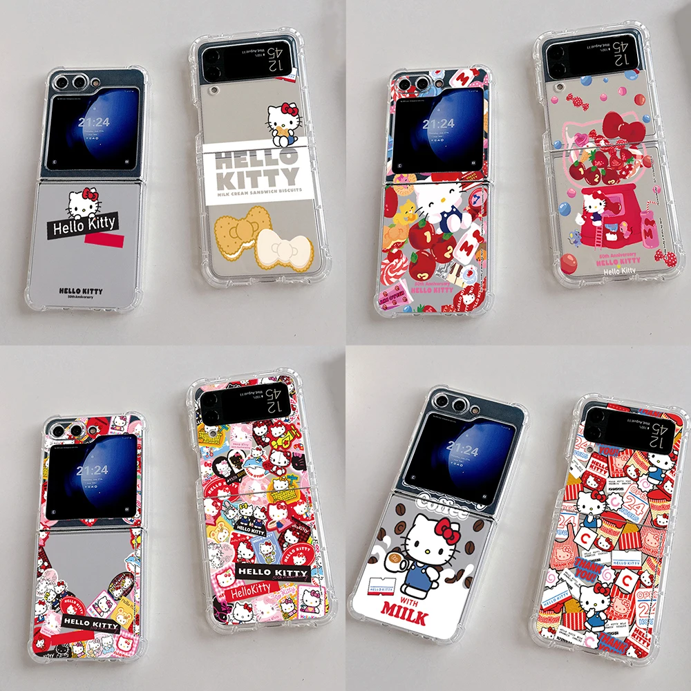 

Sanrio Hello Kitty Phone Case for Samsung Galaxy Z Flip 3 4 Z Flip 5 Z Fold 4 5G PC Soft Anti-fall Back Cover