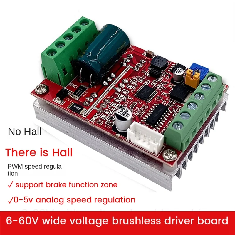 6-60V BLDC Three Phase DC Brushless Motor Controller 400W PWM Hall Motor Control Driver Board(Without Hall)