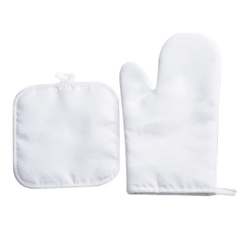 A98U Sublimation Blank Oven Mitts Set Gloves and Sublimation Blank Pot Pad for DIY Kitchen Dining Room Accessories 4Pcs