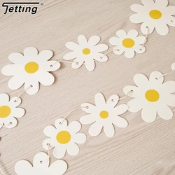 1Set Daisy Banner Birthday Party Burlap White Flower Garland Confetti Daisy Flag Baby Shower Wedding Party Bunting Decoration