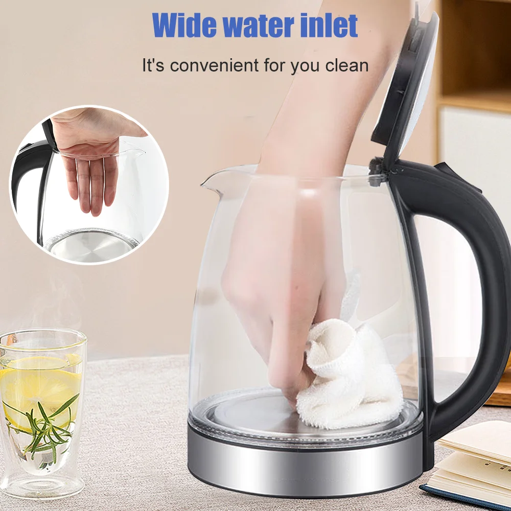 2L غلاية كهربائية زجاجية سريعة الغليان سخان مياه الشاي القهوة وعاء حراري سعة كبيرة إيقاف تلقائي غلاية ذكية للمنزل