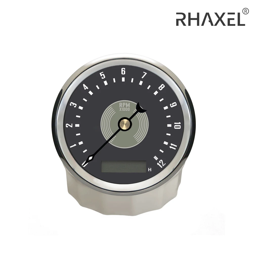 RHAXEL 85mm Tachometer Tacho 8000RPM 12000RPM Meter with Hour Meter Red Yellow Backlights for Auto ATV Boat Motorcycle 12V 24V