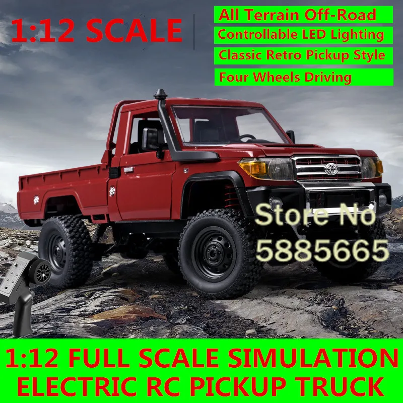 

1/12 Simulation Electric Remote Control Pickup Truck 2.4G LED Lighing All Terrain Off Road High Speed 4WD Vehicle RC Car Boy Toy