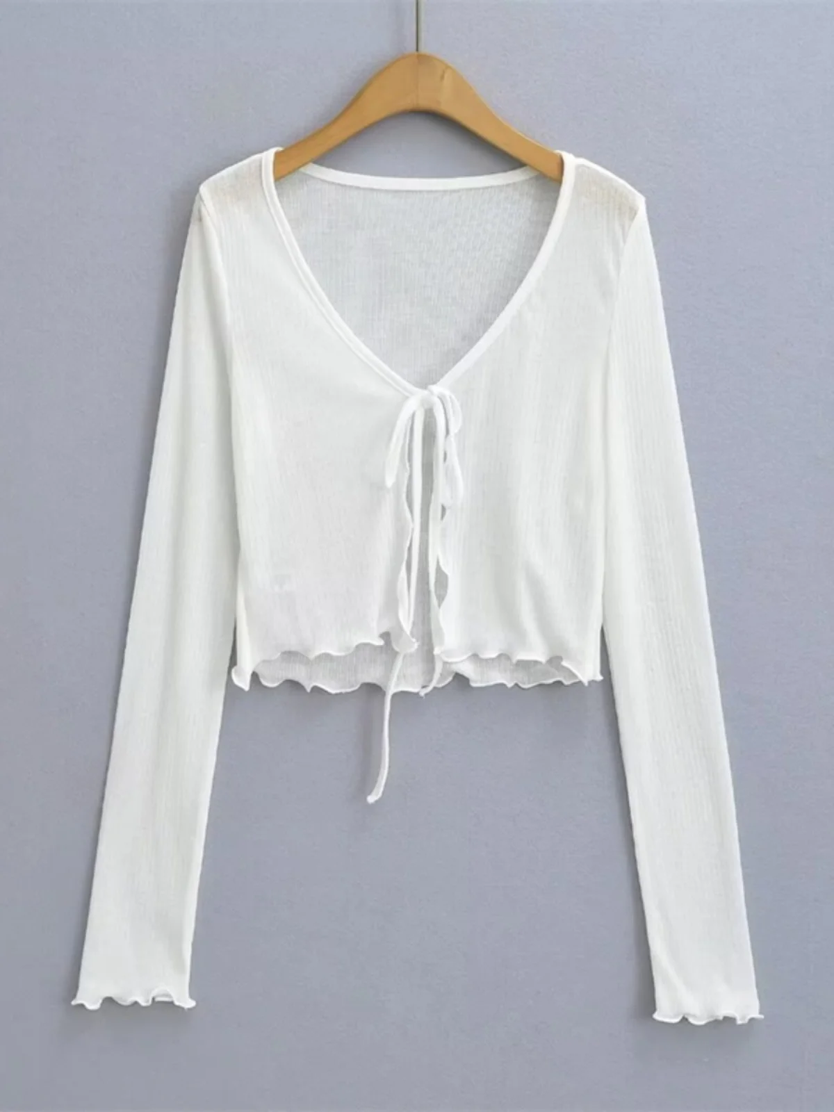 American Sle Sweet Versatile Casual Tie Pure Desire Open Cardigan Outerwear Thin Air Conditioning Outer Layer See tough S...