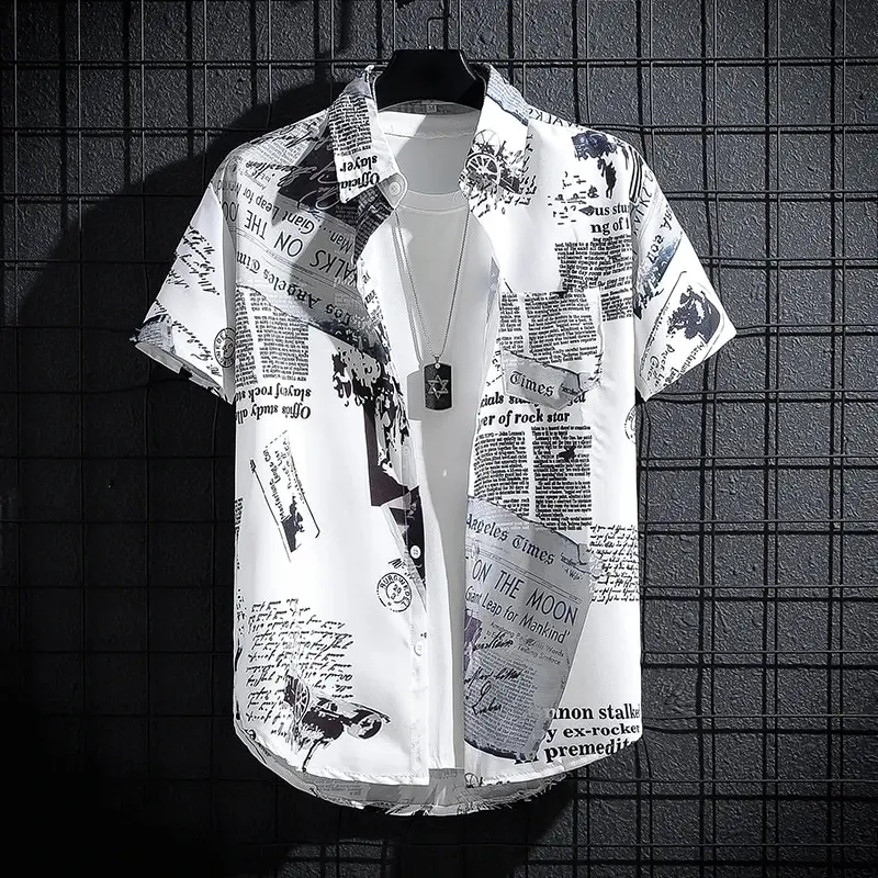 Men's Summer 3D Printed Hawaiian Shirt Short‑Sleeve Button‑Down Casual Beach Vacation Loose Lightweight Holiday Party Top