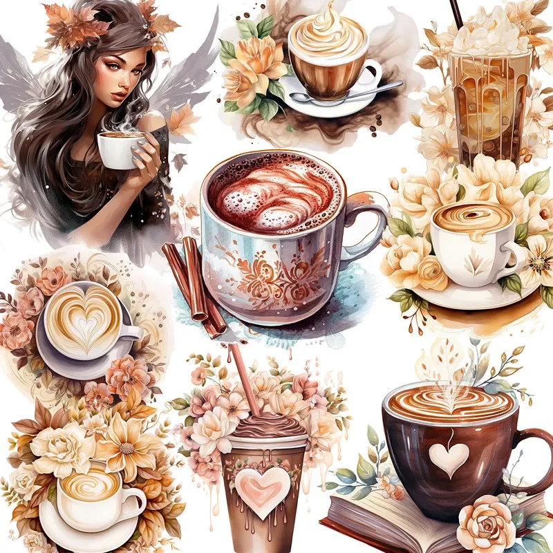 12Pcs/Pack Angel Coffee Sticker DIY Craft Scrapbooking Album Junk Journal Decorative Stickers