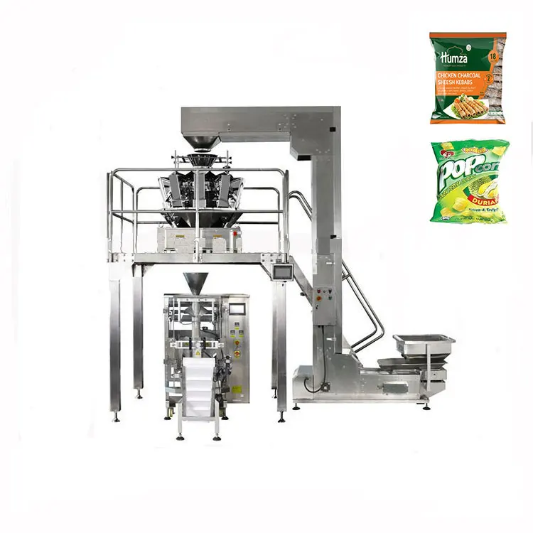 China factory puffed cooked rice bag packing machine with multihead weigher