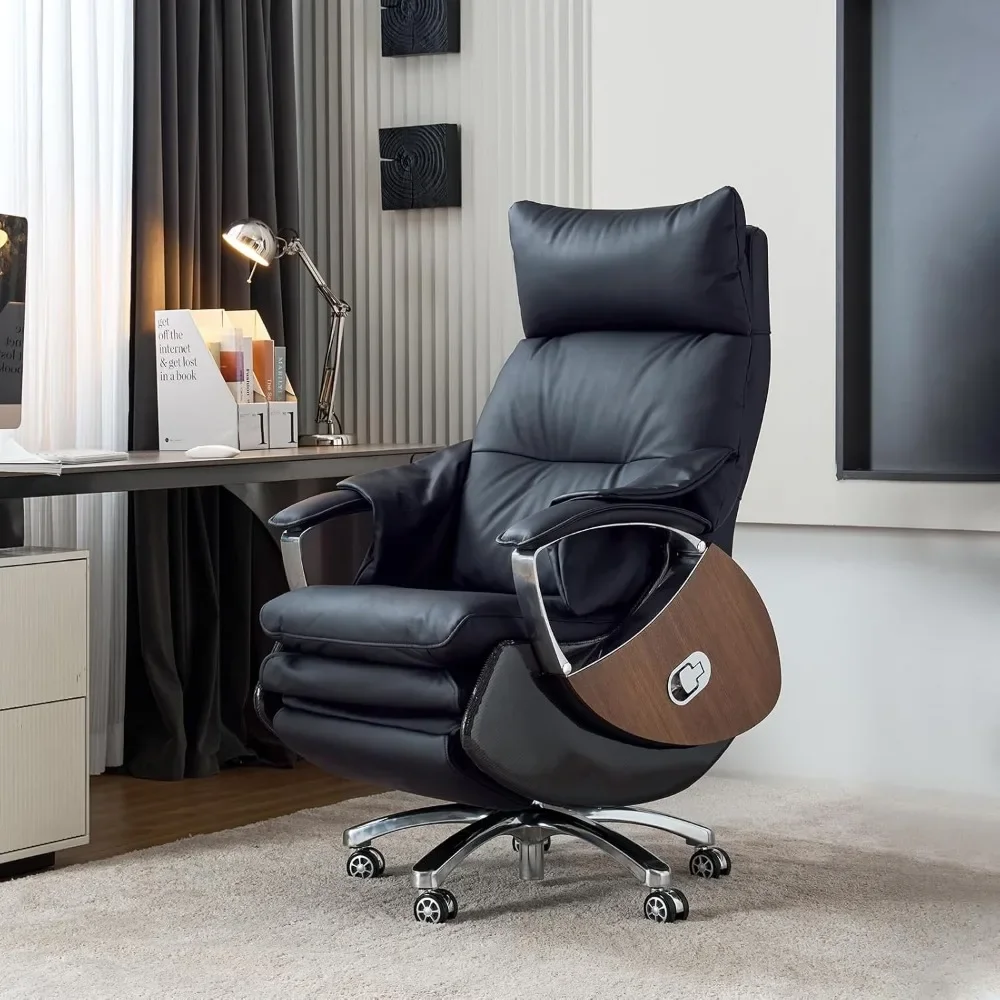 

Ergonomic Office & Computer Chair with Footrest Electric Reclining Chair Massager Desk High Back Swivel Chair Genuine Leather