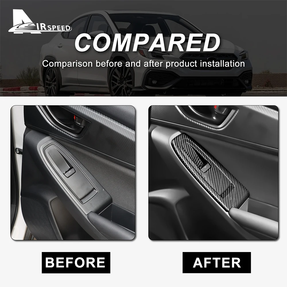 

4PCS For Subaru WRX 2022 2023 Car Accessories Door Armrest Window Lift Switch Button Panel Sticker Cover Trim ABS Carbon Fiber