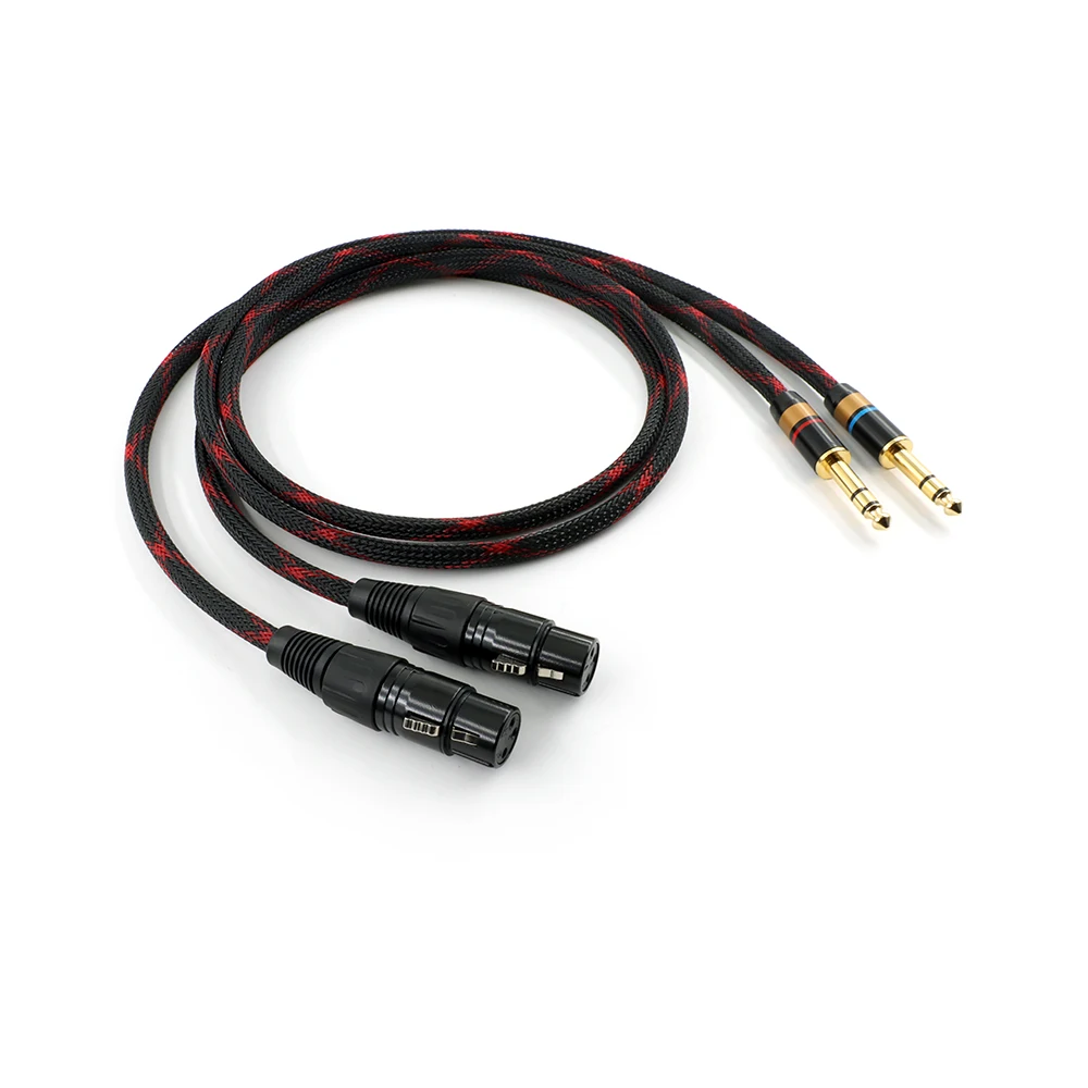 1 Pair HIFI Dual 6.35mm to DUal XLR Female Audio Cable 4N OFC 6.5 TRS to 2 XLR Audio Wire